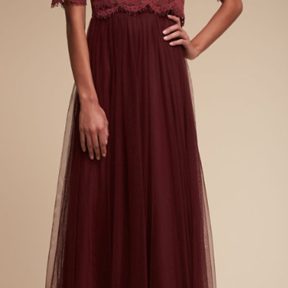 BHLDN Louise Tulle Skirt in Cabernet